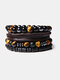 Vintage Bohemia Natural Stone Combination Set Round Bead Men Bracelet - #11