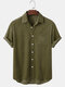 Mens Corduroy Solid Casual Daily Chest Pocket Lapel Collar Shirts - Green
