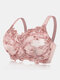 Plus Size Push Up Embroidery Lightly Lined Gather Bras - Pink