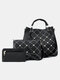 Women Purses Satchel Handbags Shoulder Hobo Tote Bag Pearls 3 PCS Rivet Bucket Bag - Black