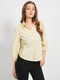 Solid Button Puff Long Sleeve Lapel Shirt For Women - Apricot