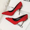Women Solid Color Pointed Toe Fashion Metal Decor Fine Heels - Red