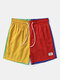 Men Multi Color Mesh Quick Dry Wide Legged Board Shorts - Yellow