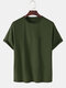 Mens 100% Cotton Solid Color Loose Light Round Neck Casual T-Shirts - Army Green
