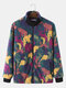 Mens Colorful Tie Dye Stand Collar Zipper Front Street Plush Jackets - Multicolor
