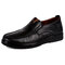 Men Retro Color Leather Large Size Soft Sole Casual Driving Shoes - Black