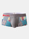 Mens Colorful Plaid Boxer Briefs Breathable U Convex Sexy Underwear - Grey