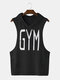 Men Hooded Gym Print Workout Training Tank Tops - Black
