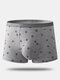 Men Cute Print Boxer Briefs Cotton Viscose Comfortable Antibacterial Pouch Linen Underwear - Gray