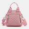 Women Nylon Diamond Crossbody Bag Backpack - Pink