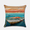 Funda de almohada de playa Velero Faro Coche Silla Lino de impresión digital - #6
