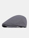 Men Dacron Solid Color Iron Label Outdoor Casual Adjustable Beret Flat Cap - Gray
