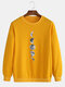 Mens Moon Graphic Chest Print Daily Pullover Crew Neck Lounge Sweatshirts - Yellow