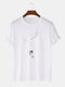 Camisetas masculinas com estampa de astronauta de algodão solta diariamente - Branco