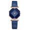 Trendy Diamond Mirror Quartz Watch PU Leather Women Wrist Watch Waterproof Watch - Blue