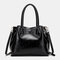 Women Large Capacity Oil Wax Handbag Crossbody Bag - Black
