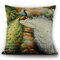 Travesseiro de linho de flor de pavão simples Caso Capa de almofada para sofá doméstico e carro dezembro - #1