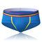 Breathable Colorful Striped Belt Pouch Brief Patchwork Modal Seamless Underwear for Men - Blue