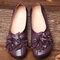 Women Flower Tassel Soft Leather Slip On Flat Casual Vintage Shoes Comfy Slip On Loafers - Purple