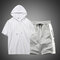 Men Hooded Loungewear Sets Comfortable Shorts Sleeve Two-Pieces Clothing for Men - Gray