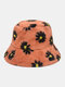 Women & Men Lamb Wool Fur Soft Warm Plus Thicken Casual All-match Cute Daisy Flower Pattern Bucket Hat - Orange