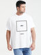 Plus Size Mens Letter Graphic Crew Neck Fashion Short Sleeve T-Shirts - White