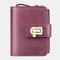Women Genuine Leather Trifold 10 Card Slots Money Clip Wallet Purse Coin Purse - Purple