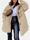 Solid Color Plush Button Long Sleeve Fluffy Coat for Women - Beige