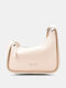 Women Faux Leather Brief Fashion Design Solid Color Crossbody Bag Shoulder Bag - White