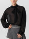 Chemise à manches longues transparente en mousseline de soie pour hommes - Noir
