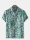 Holiday Mens Abstract Geometric Print Regular Hem Shirt With Pocket - Green