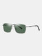Unisex Wide Metal Frame Fashion Outdoor Cool Driving UV Protection Polarized Sunglasses - Green