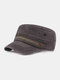 Men Cotton Retro Casual  Pattern Sun Hat Travel Hat Flat Hat - Black