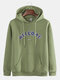 Mens Cotton Welcome Print Kangaroo Pocket Hooded Sweatshirt - Green