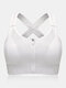 Plus Size Front Zipper Full Coverage Shockproof Yoga Sport Bras - White