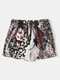 Mens Floral Abstract Spliced Pattern Quick Dry Board Shorts - Black