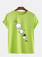 Mens Christmas Cartoon Snowman Print Round Neck Casual Short Sleeve T-Shirts - Green