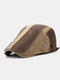 Men Cotton Stitching Stripes Cap Outdoor Leisure Wild Forward Hat Flat Cap - Coffee