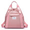 Women Oxford Solid Travel Backpack Multi-pocket Handbag Casual Shoulder Bag - Pink