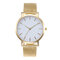 Casual Business Women Watch Full Alloy Case Mesh Band No Number Dial Quartz Watch - Gold