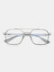 Unisex Metal Plastic Full Square Frame Double Bridge Anti-blue Light Eye Protection Flat Glasses - Gray