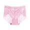 Sexy See Through Lace Seamless Cotton Crotch Mid Waisted Panties - Pink