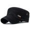 Women Man Washed Old Military Cap Men's Outdoor Cotton Flat Top Hat Faded Hat - Black
