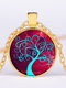Vintage Gemstone Glass Printed Women Necklaces Colored Tree Of Life Pendant Necklaces - #06