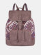 Women Canvas Fabric Vintage Ethnic Pattern Bohemian Backpack Adjustable Strap Casual Bag - Purple