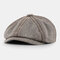 Men Retro Twill British Style Autumn Winter Keep Warm Octagonal Hat Newsboy Hat Flat Caps - Coffee