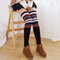 Women's Compression Socks Wool Over Knee Socks Color Strips Color Leggings Long Tube Socks  - Black
