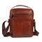 Men Genuine Leather Business Multi-pocket Shoulder Bag Phone Bag - Red-brown