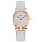 Fashion Sport Women Watches Leather Band No Number Dial Rose Gold Alloy Case Quartz Watch - Grey