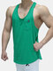 Soft Solid Color Vest Quick Drying Loose Fitting Sleeveless Muscle Athletic Gym Tank Tops - Green